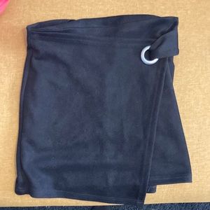 Black suede short skirt